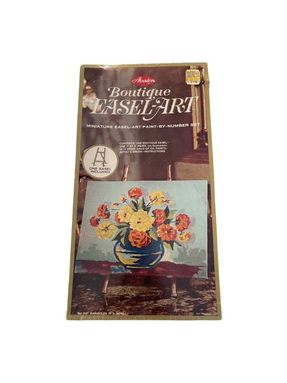 Vtg Avalon Boutique Easel Art Paint By Numbers NOS Sealed 3281 Marigolds In Bowl